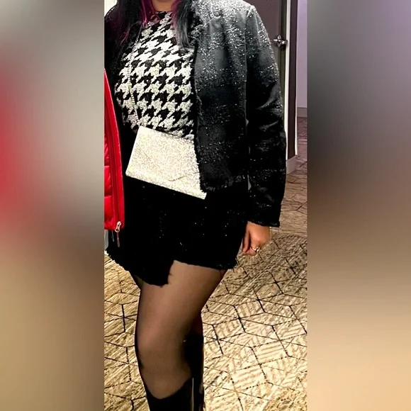 House of Harlow 1960 Black Tweed Skort Suit XL Chanel Reminiscent - Picture 1 of 4